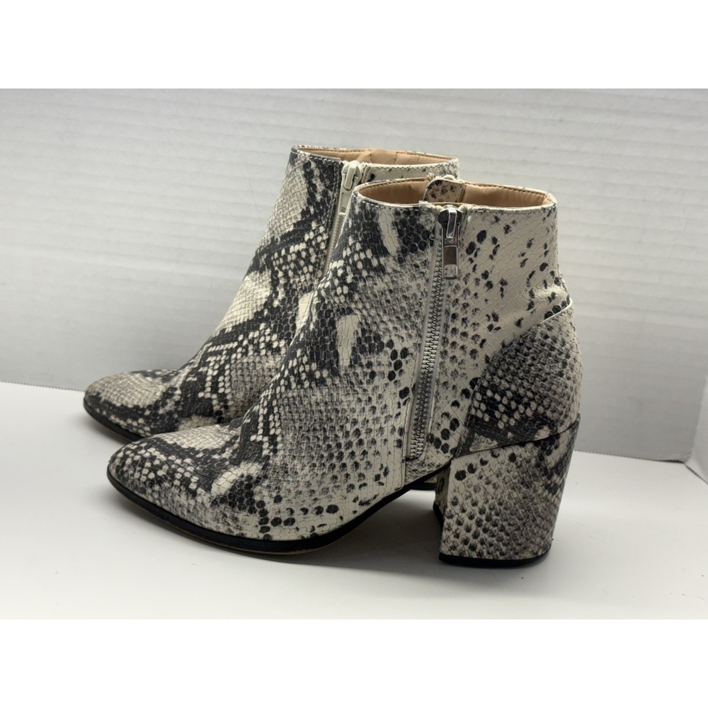 Steve Madden Josephine Snake Print Ankle Boots Vegan Leather Side Zip Women's 7M